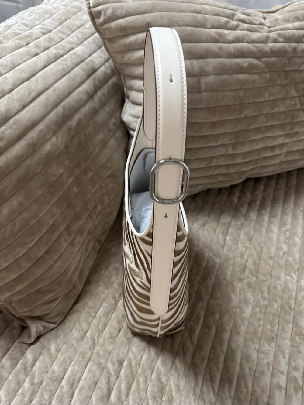 kate spade White and Gold-Tone Zebra Shoulder Bag